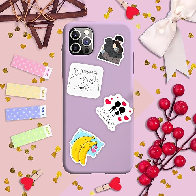 BulbaCraft Couple Stickers, Love Stickers for Water Bottle & Laptop - Couple Party Supplies & Decorations, Waterproof Vinyl Decals, Love and Relationship Decals, Gifts for Women & Men
