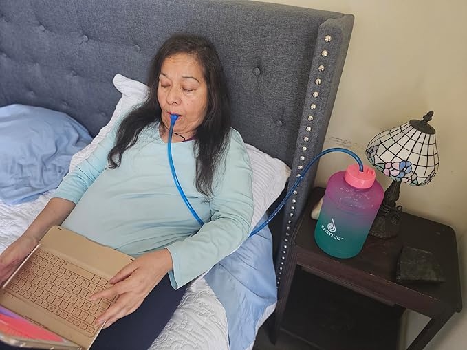 Hands-Free Water Bottle with 47" Long Straw - 2.2L BPA-Free Water Jug for Pregnant, Breastfeeding & Postpartum.