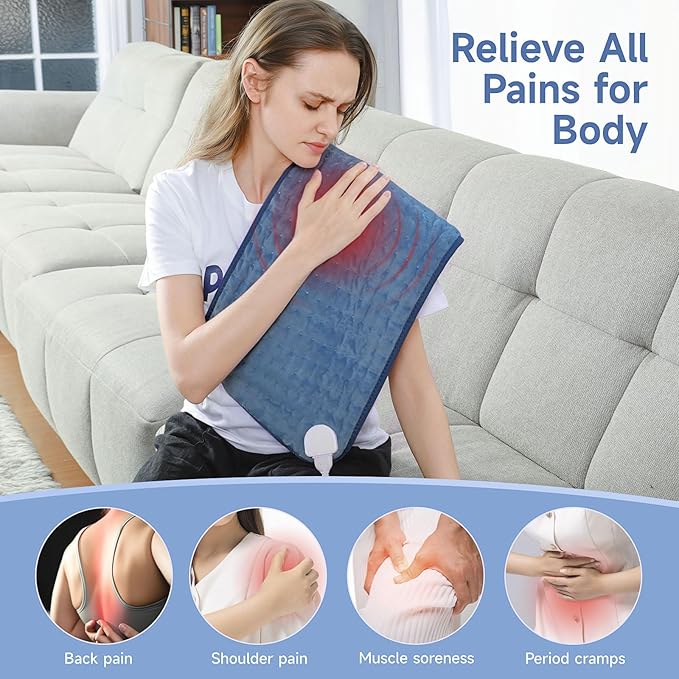 Heating Pads for Back Neck Shoulder Pain, Electric Heating Pad Auto Shut Off, Fast Heat, Large Heating Pad Christmas Gift for Women Men, Birthday Gifts for Mom Dad (Blue)