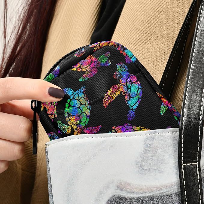 Pill Box Boho Sea Turtle with Lotuses and Mandala 7 Day Pill Case Travel Pill Organizer Bag with Zipper Portable Weekly Vitamin Medicine Supplement Holder Pouch Bag