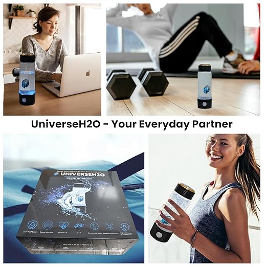 Hydrogen Water Bottle Generator 400ml – Glass SPE PEM Tech, Up to 2800+ PPB Molecular Hydrogen Generator with Nasal Cannula, Rechargeable, Portable, Compatible with Bottles