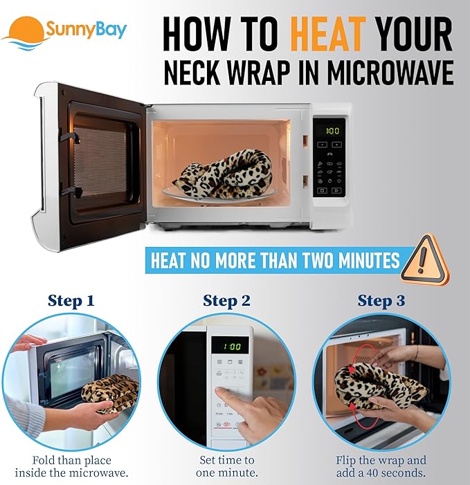 SunnyBay Microwave Heating Pad, Microwavable Heated Neck and Shoulder Wrap, Soothing Weighted Moist Heat or Ice Pack with Flaxseed and Lavender, 26x5 Inches, 2.5 lbs, Leopard