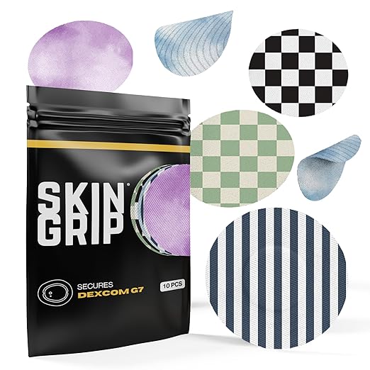 Skin Grip Adhesive Patches Compatible with Dexcom G7 & Stelo CGM – Waterproof & Sweatproof Cover for Continuous Glucose Monitor Sensor, Stays Secure for 10-15 Days – 10 Pack, Classic Pack