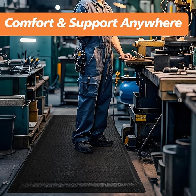 Anti Fatigue Mats Industrial 3' x 6' 15/16" Thick Ergonomic Standing Mat Commercial Kitchen Mat Heavy Duty Diamond Plate Cushioned Shop Floor Mats Helps Relieve Back and Leg Soreness