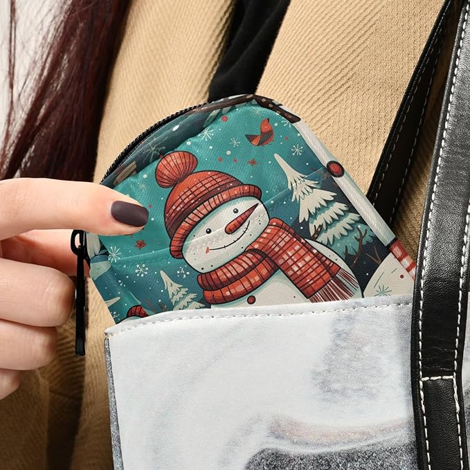 Christmas Snowman Blue Travel Pill Organizer Case Box Container Weekly Portable Vitamin Medicine Holder Storage Bag with Zipper Removable