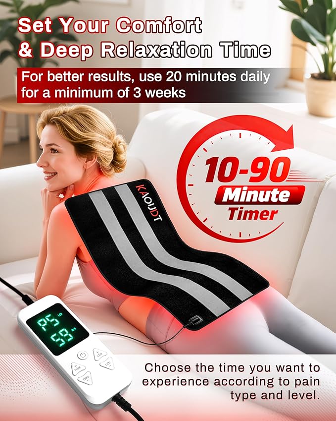 Red Light Therapy Mat 29.3" x 13", 330 LEDs Medical-Grade TPU Red Light Therapy Pad, 660nm&850nm Infrared Light Therapy for Body Pain Relief (Black)