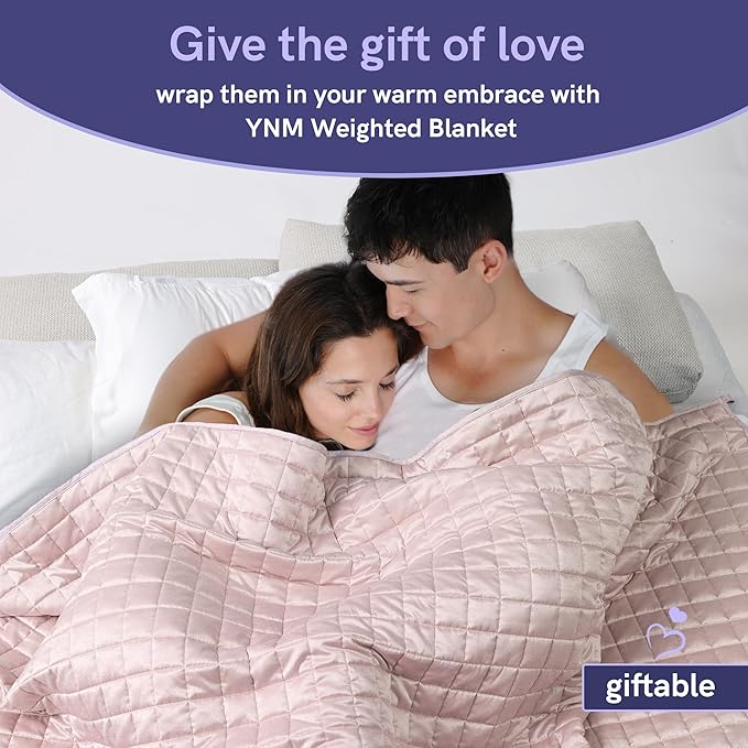 YnM Cooling Weighted Blanket for Adults, 12lbs Heavy Bed Throw Comforter with 100% PE Fabric, Ideal for Hot Sleepers or Summer Days(48x72 Inches for Twin/Full Bed, 12 Pounds, Pink)