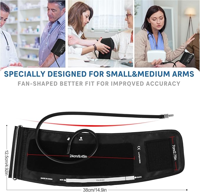 5.9"~13" (15-32cm) Extra Small to Medium Blood Pressure Cuff - BP Replacement Cuff for Individuals with XS/Small/Medium Upper Arms, 6 Size Connectors Compatible with Omron and Other Brands (Cuff Only)