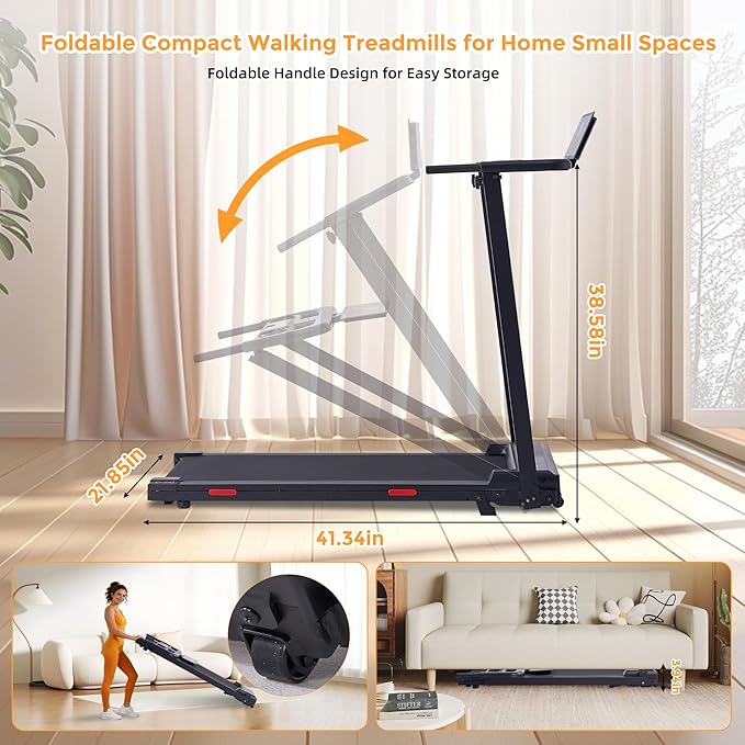 Walking Pad with Handle Bar and Incline, 3.0HP Under Desk Treadmill for Home Small Space, 0.6-7.6MPH Portable Walking Pad Treadmill with Handles, 350LBS, 2026 Upgrade