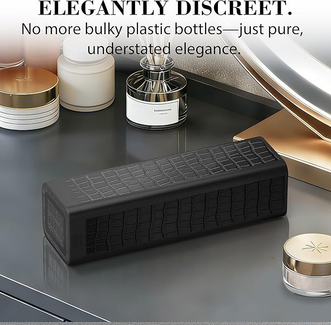 Weekly Pill Organizer 7 Day, Discreet Leather Pill Case for Purse or Pocket, Easy Slide-Out Daily Medication Planner, 1 Time a Day Travel Vitamin and Supplement Holder (Black)