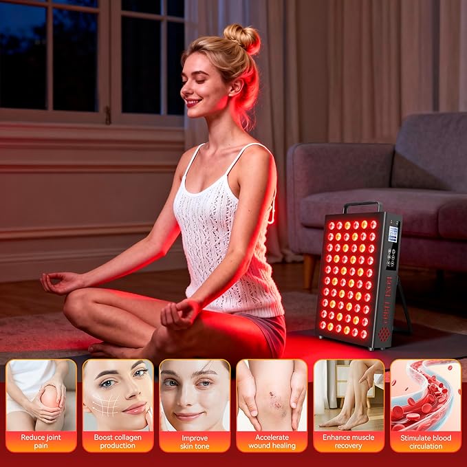 Red Light Therapy for Face and Body, Infrared Light Therapy with Timer & Remote Control, Quad Wave 660nm 850nm 630nm 940nm Near Infrared Light Therapy Panel Portable Dual Chip LED Device for Body