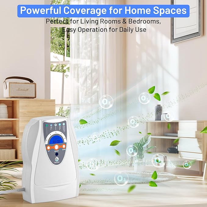 VTAR Ozone Machine, 500mg/h Multipurpose Ozone Machine Purify Air, Water, Fruits, Vegetables, Toothbrushes, Aquarium. Fruit Cleaner Device in Water——White