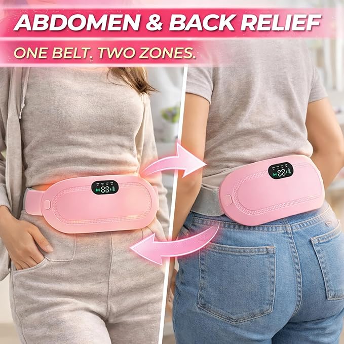 Heating Pad for Period Cramps – FSA-HSA Eligible – Cordless Portable Electric Wearable Heating Belt with Massage – USB Rechargeable Heat Wrap for Menstrual Pain Relief, Back, Abdomen, PMS