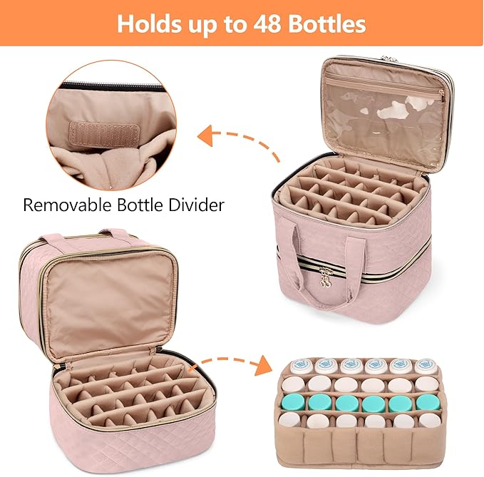 YARWO Pill Bottles Organizer Empty, Upgraded 3 Layers Medicine Storage Bag with Demountable Design and Dividers, Medication Travel Case for Pills, Vitamins, Masks, First Aid Supplies, Dusty Rose