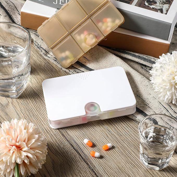 Patelai 3 Pieces Travel Pill Organizer 6 Compartments Portable Pill Case for Pocket Purse Small Drawer Type Medicine Box Vitamin Holder Container with Locking Hole for Elderly Cod Liver Oil 3 Colors
