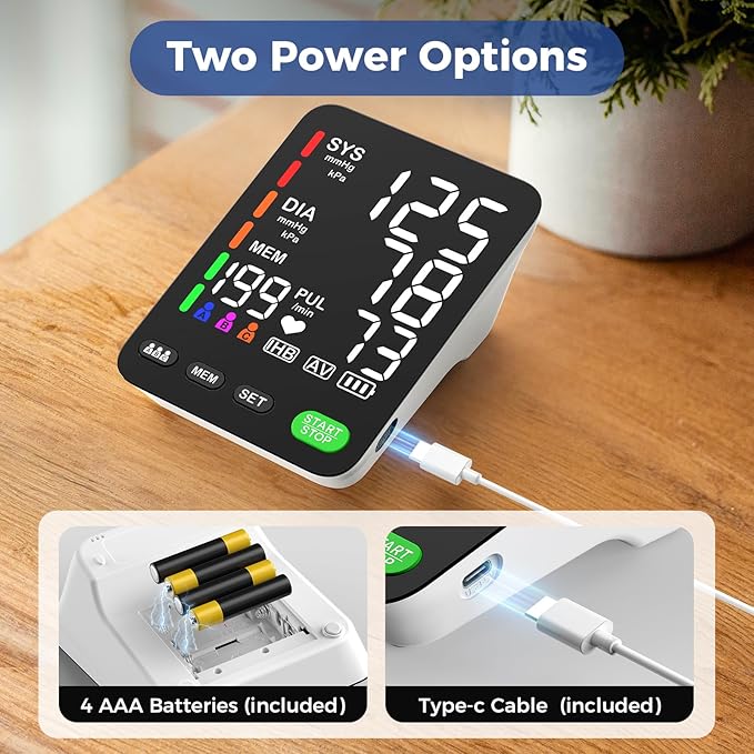 ADKING Blood Pressure Monitor Home Use Upper Arm LED Backlit Display Blood Pressure Cuff 9-17 inch Automatic Blood Pressure Machine 3 User Mode & 199 Sets Memories & Carrying Case (Black)