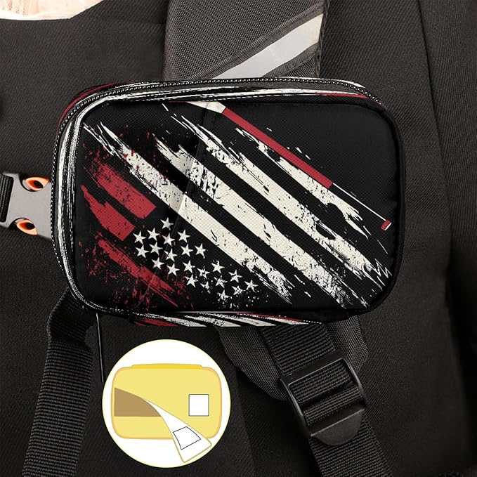American Flag Abstract Art Travel Pill Organizer Box Weekly Portable Pill Case Daily Pills 7 Day Small Birth Control Pills Container Removable Compartments for Medicine Vitamins Fish Oil