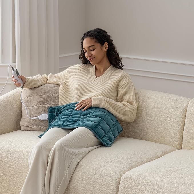 Berkshire Blanket Weighted Heating Pad - 12"x24" Electric Heat Wrap with 10 Heat Settings & Auto Shut Off - Soothing Heat Wrap for Back, Neck, Shoulders, Legs, Abdomen - Machine Washable & Portable