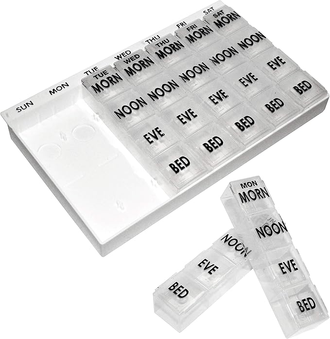 Pill Box Organizer - 28 Compartment