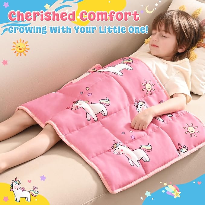 anfie Weighted Lap Pad 2 Pounds, Weighted Blanket (30"*40") Cooling Blanket for Sleeping,Weighted Throw Blanket for Travel Indoor Outdoor (Little Unicorn)
