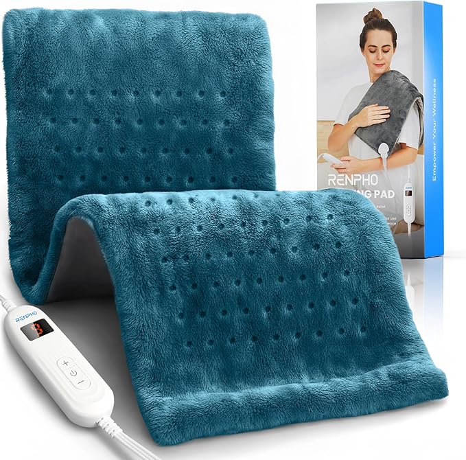 RENPHO Heating Pad for Back/Neck/Shoulder/Knee/Leg Pain Relief, Mothers Day Gifts for Mom Wife, 12x24'' Electric Heating Pad for Period Cramps, FSA Eligible Items Only List, ETL Certified (Blue)