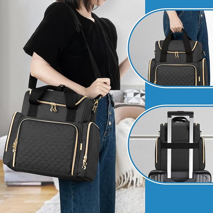 LUXJA Large Medicine Bag with 2 Removable Cases, Medicine Storage Bag with Multiple Storage Sections (Suitable for Travel or Home), Black
