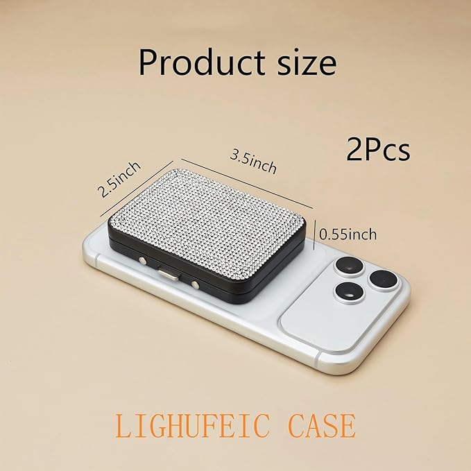 2Pcs Bling Small Pill Case with Mirror 3 Compartment Metal Pill Box for Purse and Pocket,Portable for Daily Vitamins and Medication(Black)
