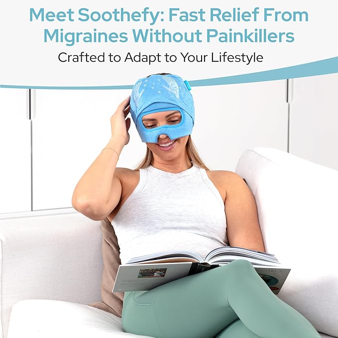 Migraine Relief Cap with Slide-Up Eye Mask - Patent Pending - Headache Relief Hat for Hangover, Stress, Tension - Buttery Soft, Made for Bad Days