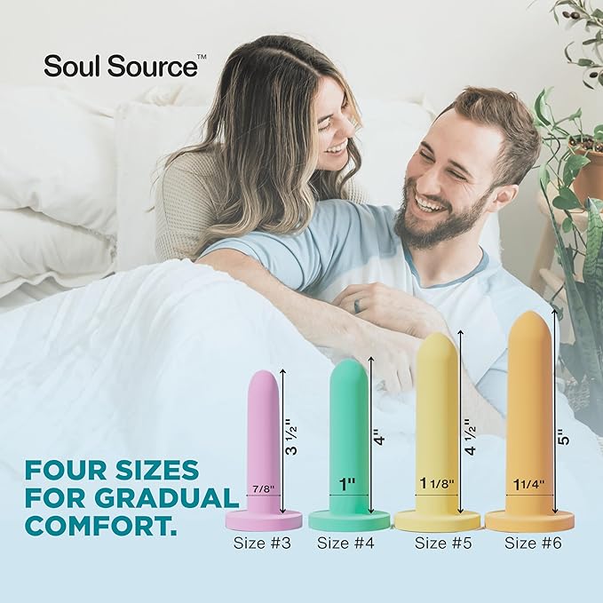 Soul Source | Silicone Wand Set Pelvic Floor Trainer | Progressive Comfort & Strength | Medium Sizes 3-6 with Travel Pouch and Handle