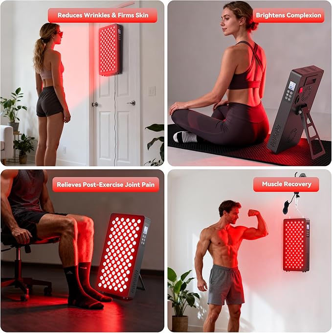 Red Light Therapy, 660nm 850nm Near Infrared Lamp with Timer & Remote Control, 100 Dual Chip LEDs Device with 500W of Power, Ideal for Face, Body (M100)
