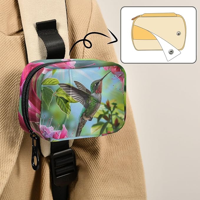 Pill Box Hummingbird Flower Bird 7 Day Pill Case Travel Pill Organizer Bag with Zipper Portable Weekly Vitamin Medicine Supplement Holder Pouch Bag
