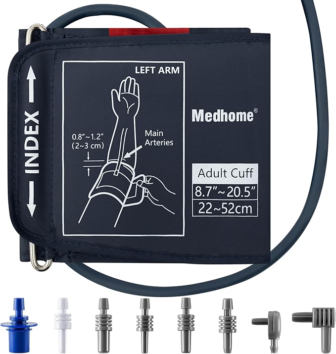 Extra Large Blood Pressure Cuff Upper Arm 8.7"-20.5"(22-52cm) XL Replacement BP Cuff for Big Arms Adult Cuff with 8 Connectors Compatible with Omron and Other Brands BP Monitors