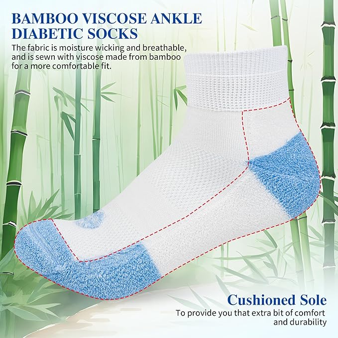Diabetic Socks for Men,6 Pairs Ankle Mens Diabetic Socks,Diabetic Neuropathy Socks for Men Size 9-11/10-13/13-15.