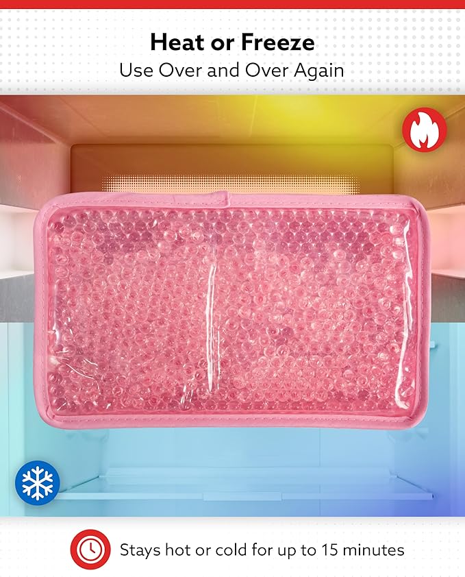 Alpi Rectangle Plush Gel Bead Ice Pack – 2 Pack Reusable Ice Packs with Beads for Hot & Cold Therapy - Soft, Plush Comfort for Muscle Aches & Relaxation (Pink)