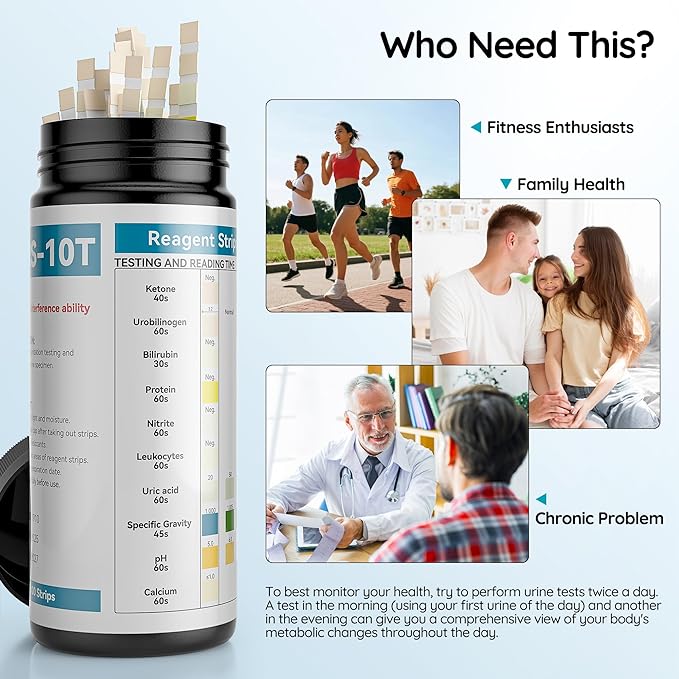 10-in-1 Urine Test Strips, UTI Test Strips for Urinalysis Full Panel, Ketone Test Kit at Home, 100 Count