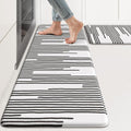 KIMODE Anti Fatigue Mats for Kitchen Floor 17"x47"+17"x29", Farmhouse Kitchen Rugs Sets of 2, Cushioned Kitchen Floor Mat Non Skid, Memory Foam Kitchen Mat for Laundry Office Sink Desk Black Lines