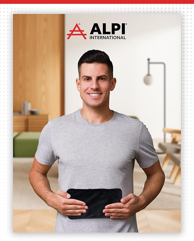 Alpi Rectangle Plush Gel Bead Ice Pack – 2 Pack Reusable Ice Packs with Beads for Hot & Cold Therapy - Soft, Plush Comfort for Muscle Aches & Relaxation (Black)