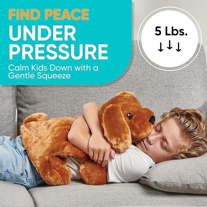 FRIENDLY CUDDLE Weighted Lap Blanket for Kids & Adults – Kids Weighted Blanket – ASD, Sensory Processing Weighted Stuffed Animals Dog Toy – Microwavable Weighted Lap Pad for Kids, 5 Lbs.