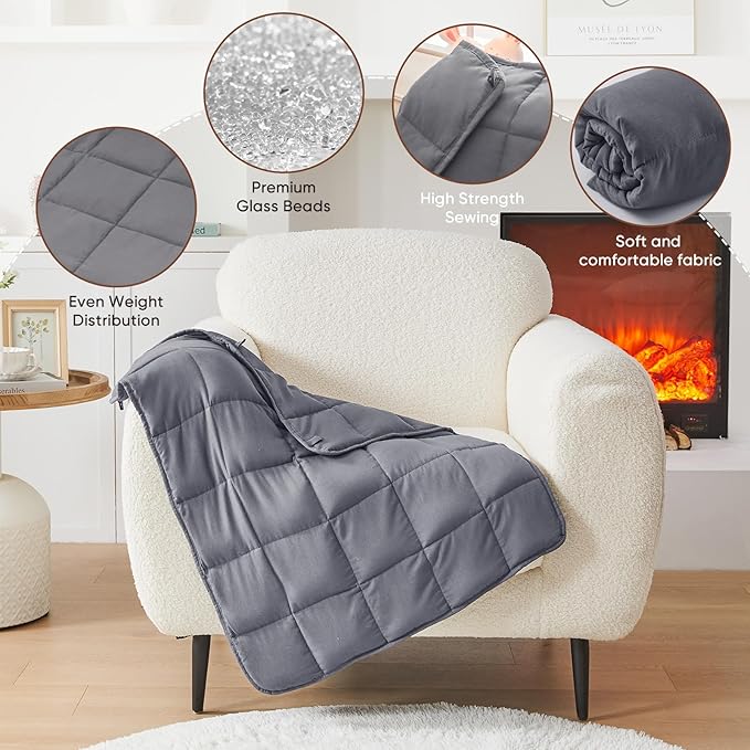 Weighted Lap Blanket for Adults 5lbs, 24"x29" Cooling Heavy Throw Blanket, Portable Travel Weighted Blankets, Soft Small Blankets Gift for Sleeping, Grey