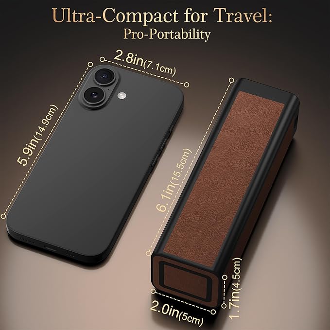 Weekly Pill Organizer 7 Day, Discreet Leather Pill Case for Purse or Pocket, Easy Slide-Out Daily Medication Planner, 1 Time a Day Travel Vitamin and Supplement Holder (Dark Brown)