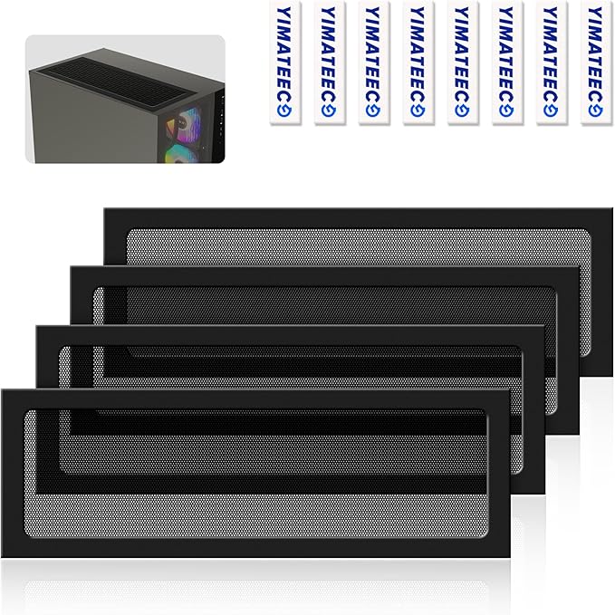 Dust Filter PC 360mm x 120 mm Magnetic Fan Dust Mesh Filter for Computer Cooler Fan/PSU/Routers, PVC 50 Mesh PC Case Screen Dustproof Vent Filter Cover Fan Grills (PVC, 120 * 360mm, 4pcs, Black)