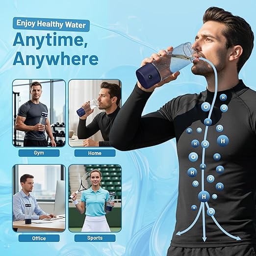 Portable Hydrogen Water Bottle Generator – SPE/PEM Hydrogen Infusion, Rechargeable, Quick 5–10 Min Hydrogen-Rich Water Maker for Travel, Fitness & Daily Hydration (Up to 3000 PPB)