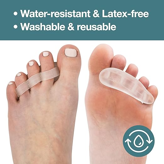 ZenToes Hammer Toe Corrector for Women & Men | Triple Loop Gel Toe Spacers & Separators | Realign Bent, Crooked, Curled, Claw, Hammertoes | Firm Support for Straightening | 4 Pack, Clear