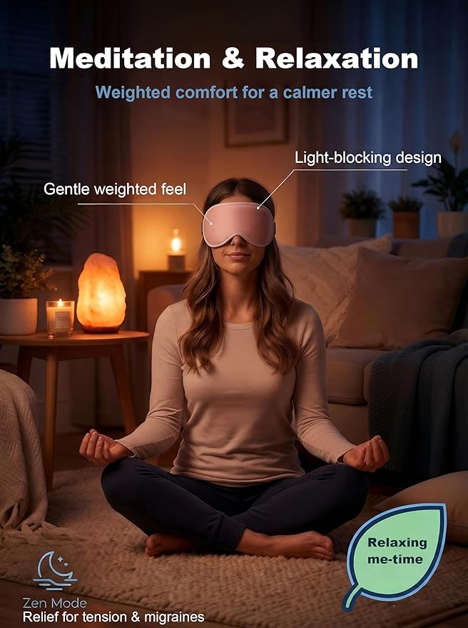 Weighted Eye Masks for Sleep Women: 3D Contoured Blackout Sleep Mask with Zero Pressure, Eyelash Friendly & Comfortable Blindfold for Airplane Travel, Night Shift Nurse, Yoga & Thoughtful Gift, Pink