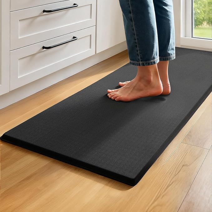 Kitchen Mat Cushioned Anti Fatigue, 0.75" Waterproof,Non Slip Kitchen Rugs, Memory Foam Comfort Mat for Standing at Home,Office,Sink,Laundry(20"x71" Black)