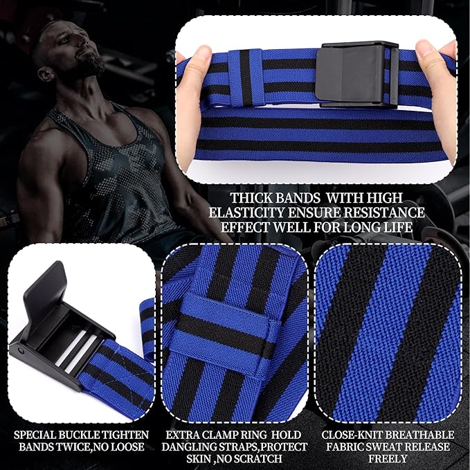 Booty Bands, Blood Flow Restriction Bands, Arm Bands Adjustable Gym Straps for Occlusion Training, Help Increase Muscle Mass in Women & Men Without Heavy Weight Lifting