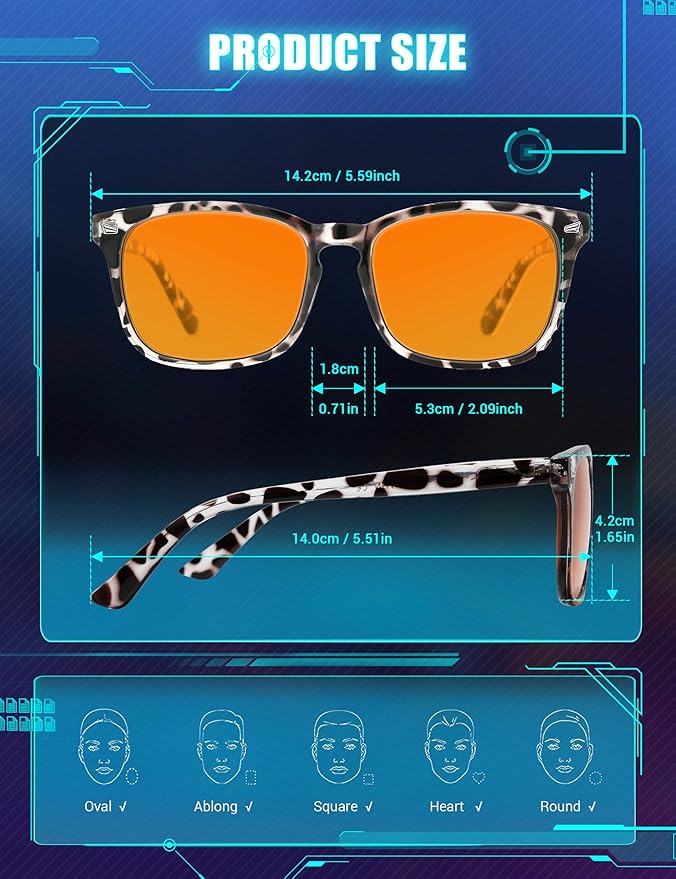 TIJN Blue Light Blocking Glasses for Women Men Clear Frame Square Nerd Eyeglasses Anti Blue Ray Computer Screen Glasses