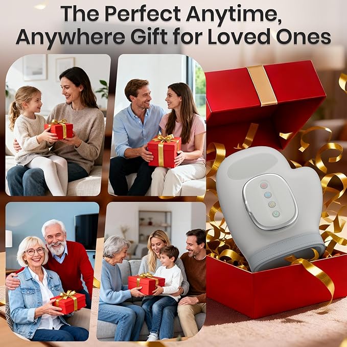 Cordless Hand Massager with Heat and Compression, Electric Hand Massager for Arthritis and Carpal Tunnel Relief, 3 Modes 3 Heat Levels 5 Compression Settings Hand Massage, Ideal Gifts for Women/Men
