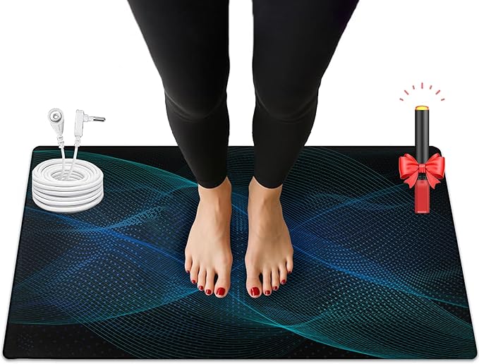 Grounding Mat for Bed,Pain Relief,Energy, Inflammation,Wellness,Balance. Extra Conductive Test Pen .Magnetic Field Therapy. Indoor Grouning Mat for Full Body Balance and Wellness Support(24x16inch)