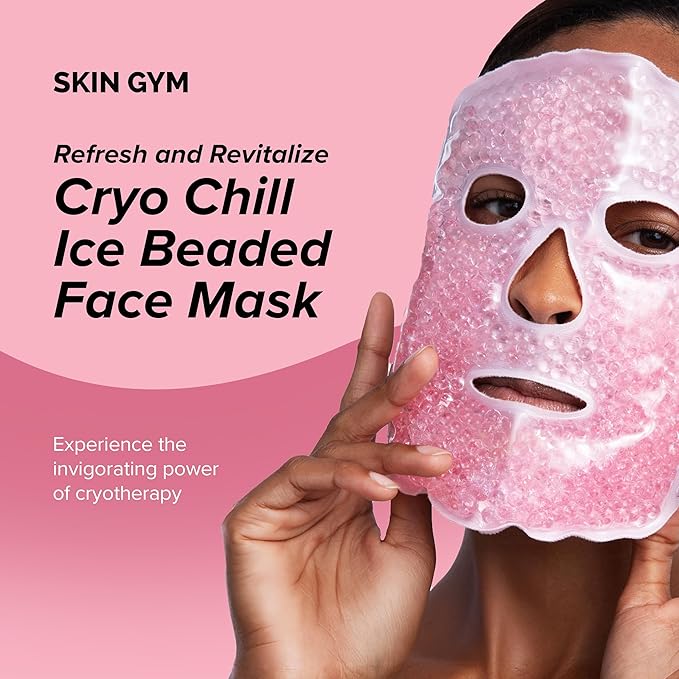 SKIN GYM CryoChill Ice Beaded Face Mask – Reusable Cooling Cryo for Puffiness & Headache Relief, Gel Bead Ice Mask for Face, Depuffing Cold for Skincare